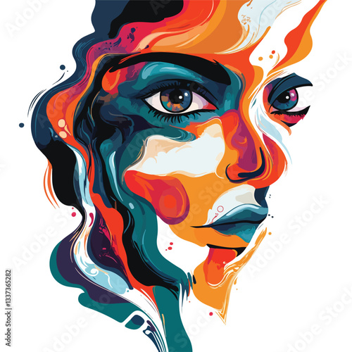 Elegant Abstract Artistic Poster with Eyes Fluid Art Vector Illustration