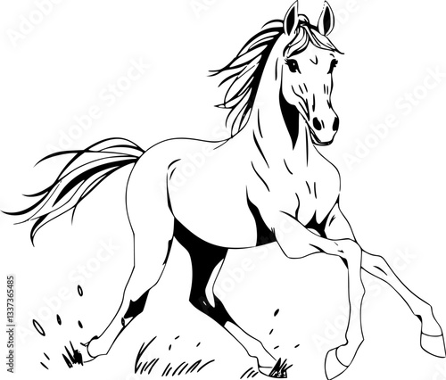 Outline of a galloping horse minimal dynamic animal vector illustration