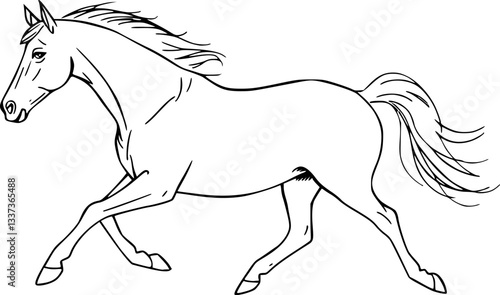 Outline of a galloping horse minimal dynamic animal vector illustration