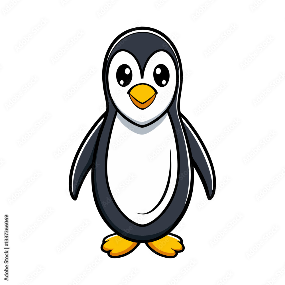 Obraz premium a cute illustration of a penguin standing with a cute expression, and penguin are always popular