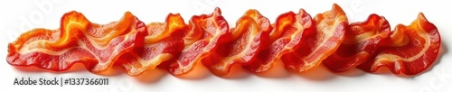 Wallpaper Mural Crisp bacon strips arranged neatly on white background, cured, prepared Torontodigital.ca