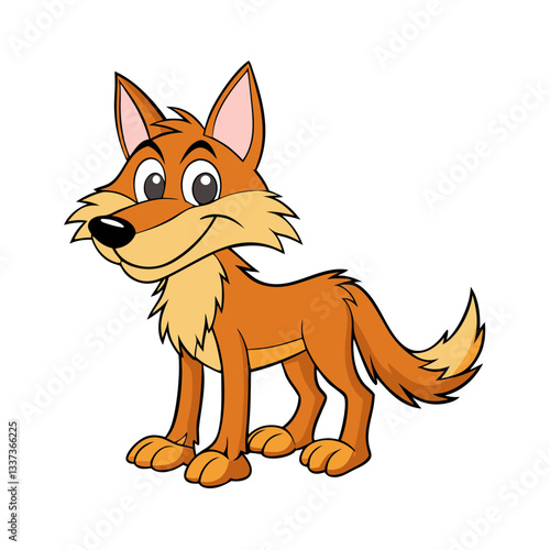 a cartoon fox smiling and looking friendly, standing in a playful pose