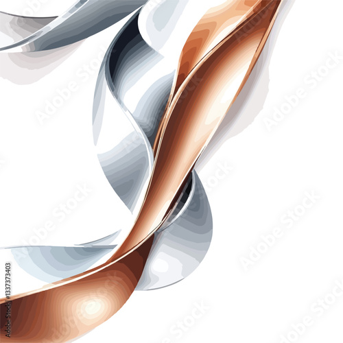 Elegant Abstract Copper and Silver Metallic Ribbon Design