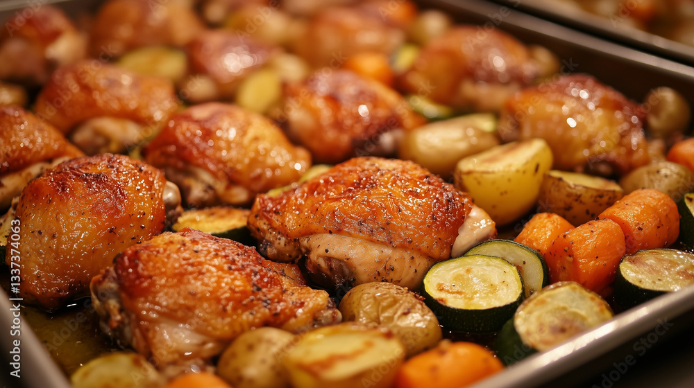 Roasted Chicken Thighs with Vegetables on a Sheet Pan Roasted Chicken Thighs with Vegetables on a Sheet Pan