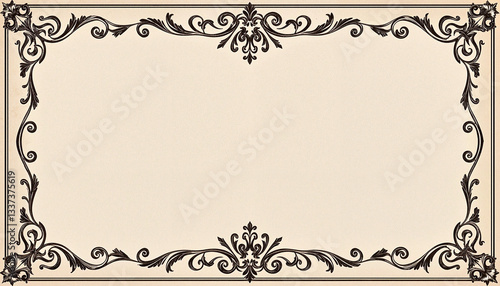 Elegant vintage wedding invitation with ornate scrollwork, romance