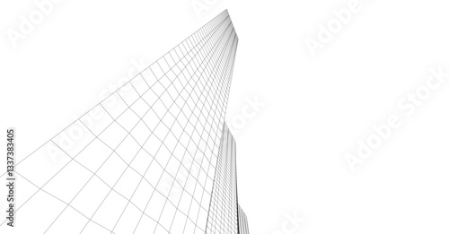 Minimalist Wireframe Skyscrapers – Abstract Architectural Perspective 