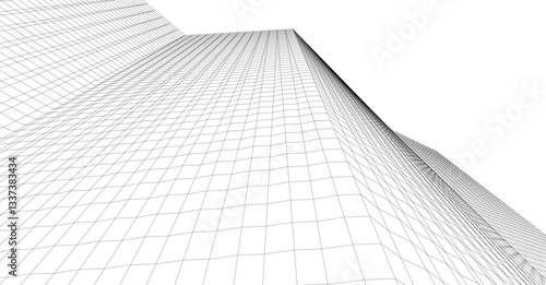 Minimalist Wireframe Skyscrapers – Abstract Architectural Perspective 