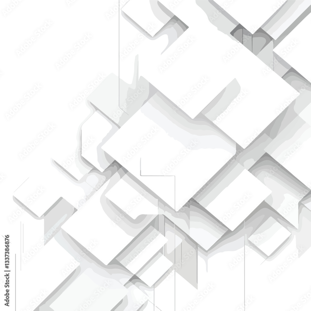 Fototapeta premium Modern Abstract White Rectangles Digital Hi-Tech Concept