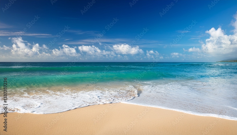 Fototapeta premium tropical sea beach with beautiful sand and waves in summer