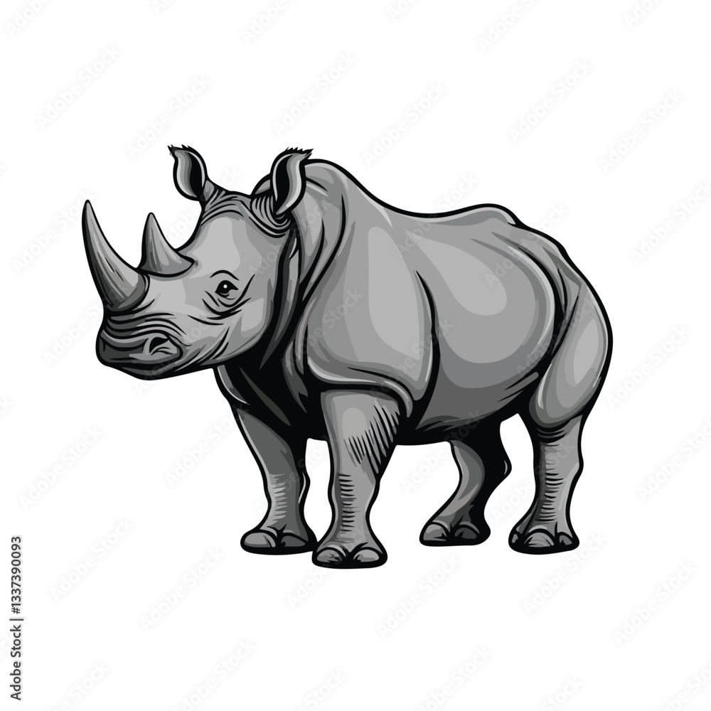 Majestic African Savannah Rhinoceros Vector Design Majestic African Savannah Rhinoceros Vector Design