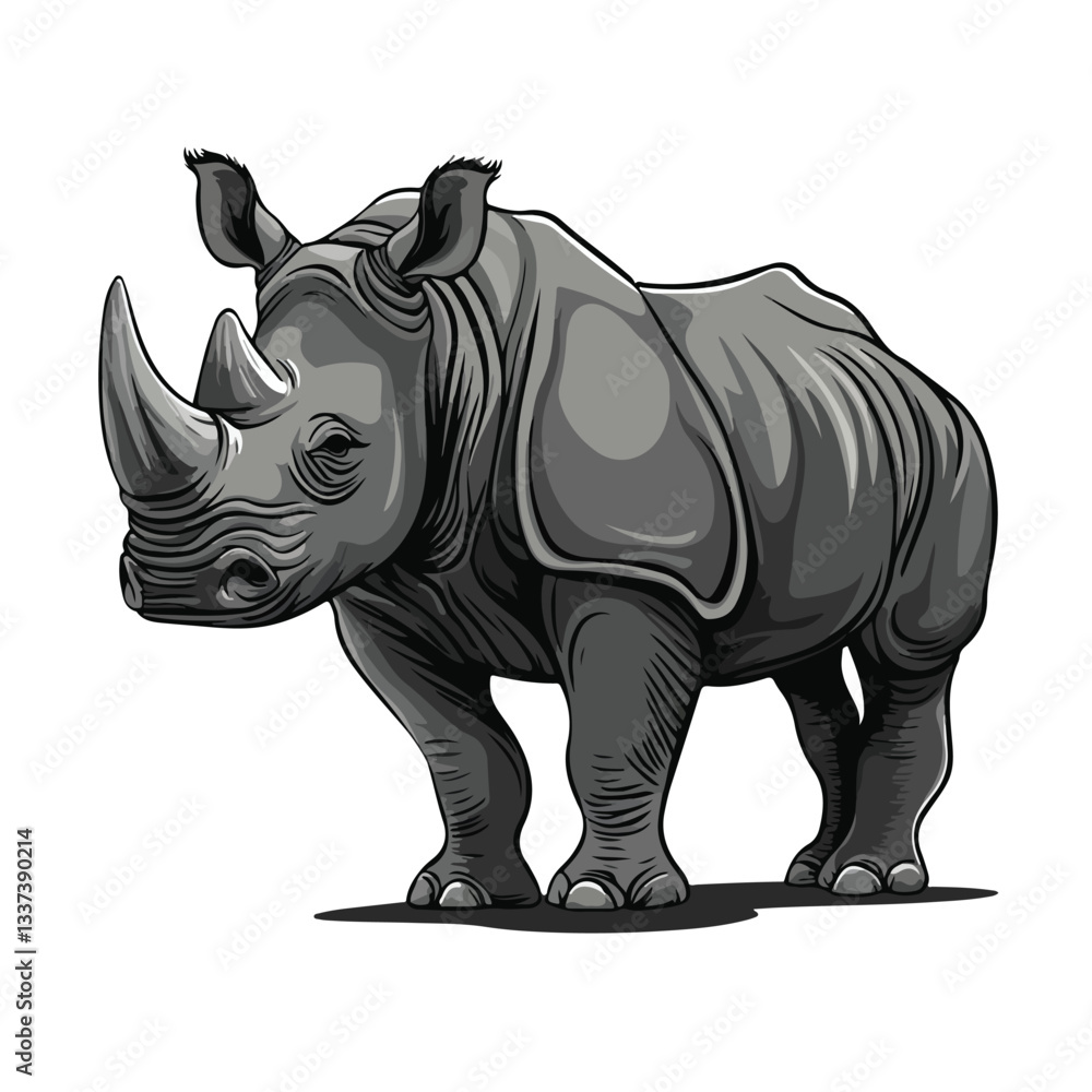 Fototapeta premium Majestic African Savannah Rhinoceros Vector Design