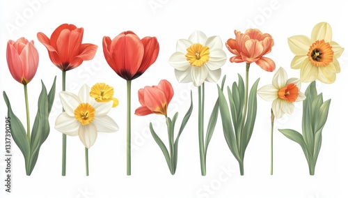 Wallpaper Mural Spring flowers, tulips and daffodils Torontodigital.ca