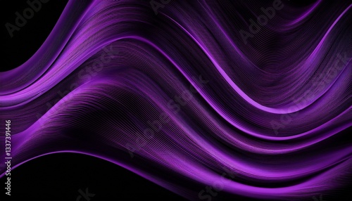 Wallpaper Mural smooth wavy lines bright purple small wave elements black background designed with soft yet elegant textured materials Torontodigital.ca