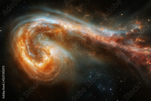 Galactic Spiral Swirling in the Depths of Space With Bright Center and Vibran...