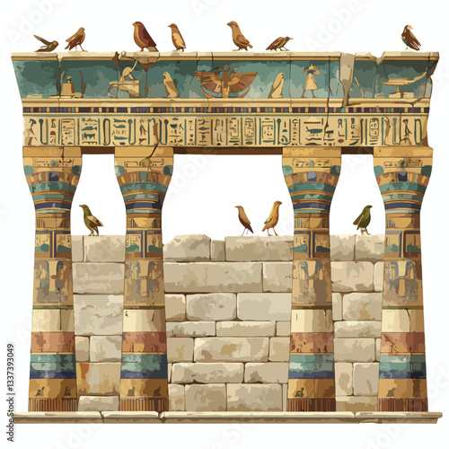 Intricate Ancient Egyptian Wall Painting Artwork