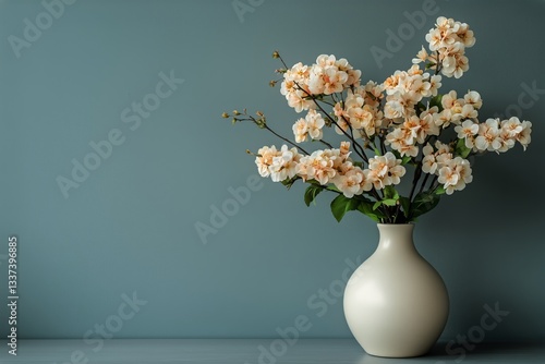 Elegant Floral Arrangement in a Vase on a Neutral Background Enhancing Interi...