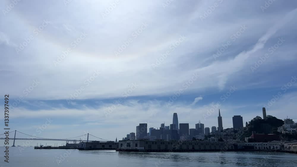 San Francisco breathtaking skyline, serene bay views, and striking clouds adorning this coastal city San Francisco breathtaking skyline, serene bay views, and striking clouds adorning this coastal city