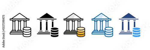 Bank Icon Set Multiple Style Collection