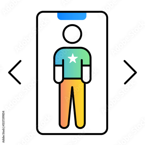 AI-Powered Virtual Try-On Icon – Smart Online Fitting Room, E-commerce Personalization, Editable Stroke