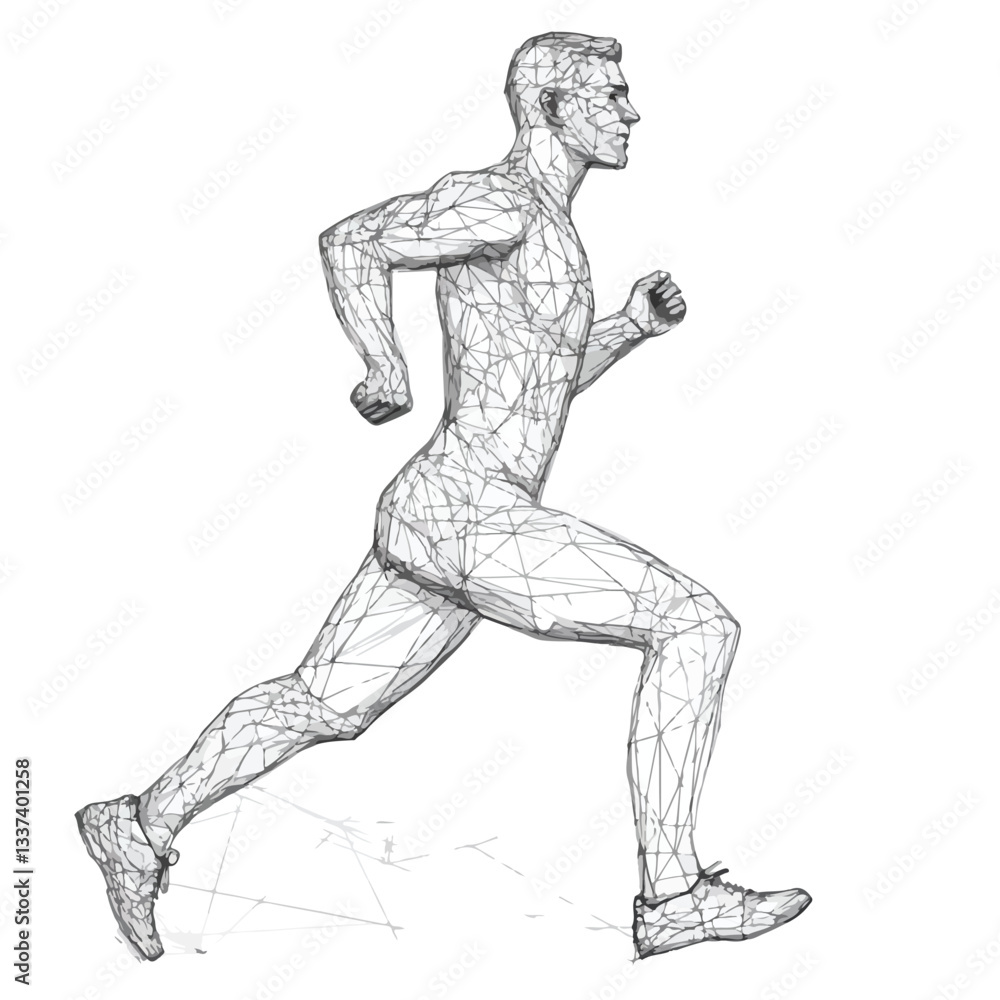 Fototapeta premium Dynamic Athletic Man Running with Technology Integration in Sports Concept