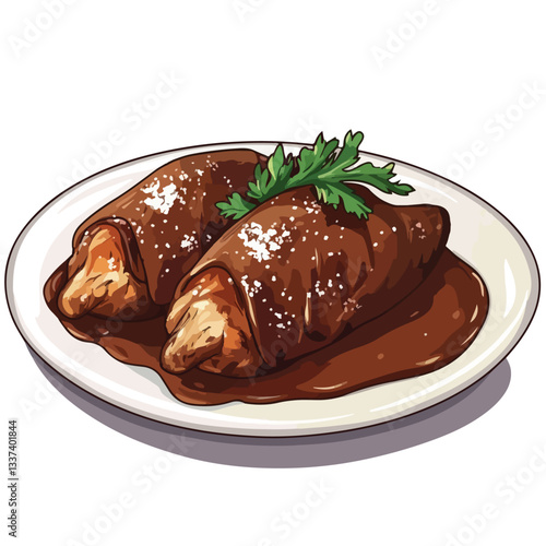 Authentic Mole Poblano Chicken Vector Illustration