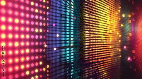 Wallpaper Mural Vibrant LED lights create a mesmerizing display of color and light. The spectrum ranges from deep reds and pinks to bright blues and yellows, creating a dynamic and energetic scene. Torontodigital.ca