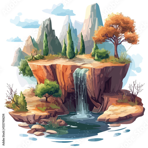 Enchanted Fantasy Landscape Vector Art