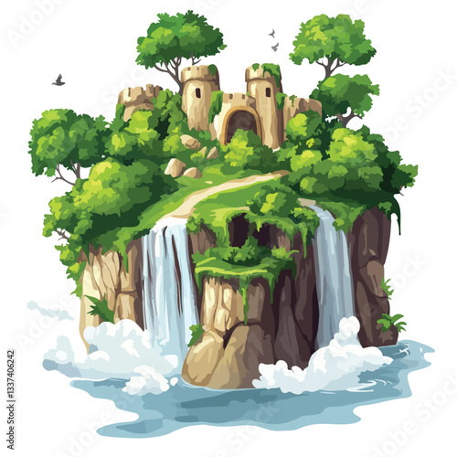 Enchanted Fantasy Landscape Vector Art