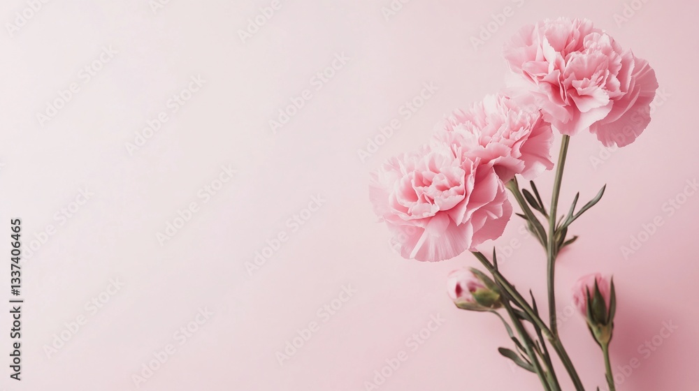 Elegant Mother’s Day Greeting Card with Pink Carnation Bouquet on Soft Pastel Background Elegant Mother’s Day Greeting Card with Pink Carnation Bouquet on Soft Pastel Background