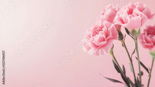 Elegant Mother’s Day Greeting Card with Pink Carnation Bouquet on Soft Pastel Background, Minimal and Classy Design, Ultra-HD
