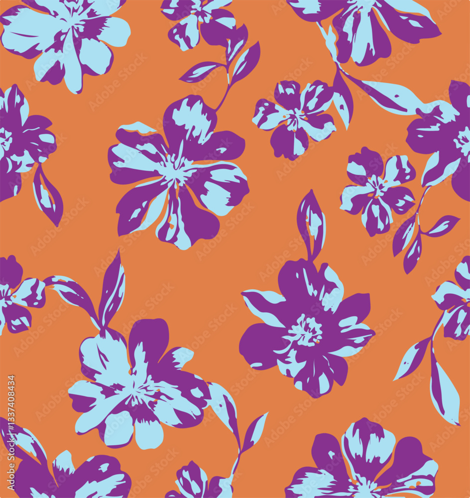 Fototapeta premium Floral abstract seamless patterns. Vector design for different surfases.