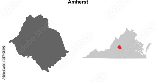 Amherst County (Virginia) blank outline map set