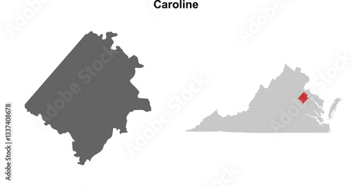 Caroline County (Virginia) blank outline map set