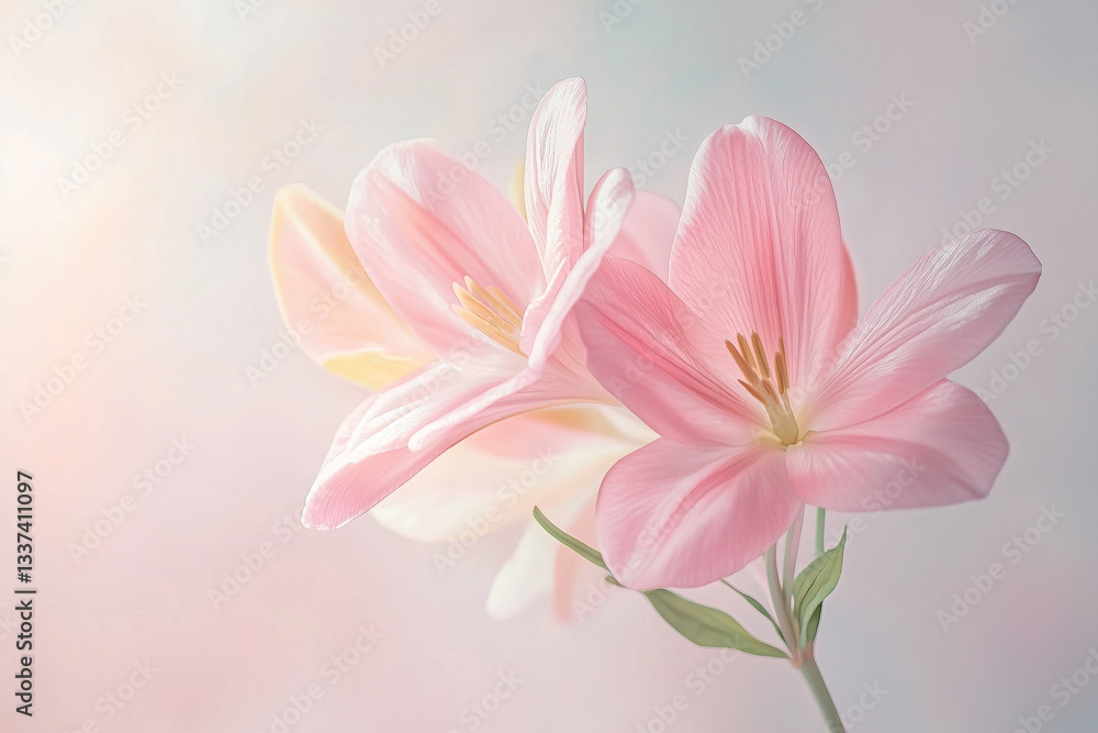 Delicate Pink Flowers in Soft Pastel Light Delicate Pink Flowers in Soft Pastel Light