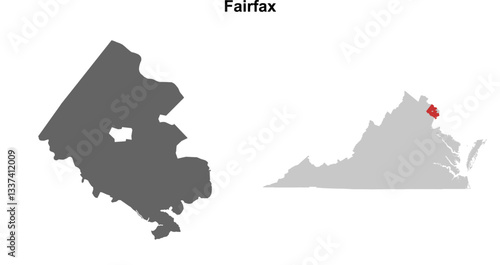 Fairfax County (Virginia) blank outline map set
