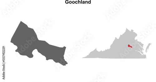 Goochland County (Virginia) blank outline map set