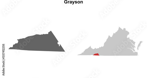 Grayson County (Virginia) blank outline map set