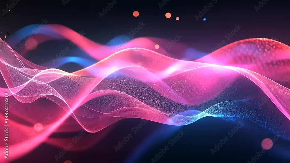 Abstract colorful wave patterns with glowing particles in a dark background, ideal for digital art Abstract colorful wave patterns with glowing particles in a dark background, ideal for digital art