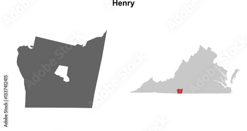 Henry County (Virginia) blank outline map set