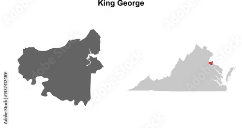 King George County (Virginia) blank outline map set