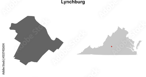 Lynchburg County (Virginia) blank outline map set