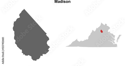 Madison County (Virginia) blank outline map set