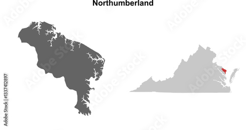 Northumberland County (Virginia) blank outline map set