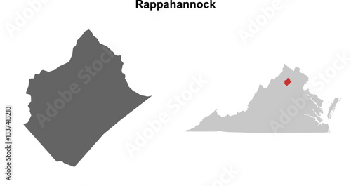 Rappahannock County (Virginia) blank outline map set