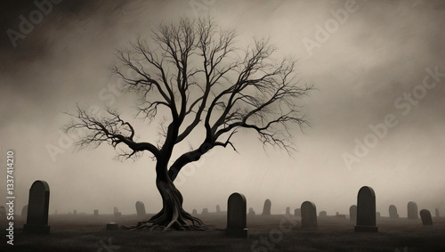 A Hauntingly Beautiful Cemetery Scene