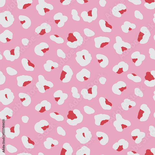 Abstract camouflage seamless pattern. Bold color leopard or ocelot print allover background. Jaguar fur continuous vector hand drawn ornament. Surface pattern design monochrome animalistic motif.