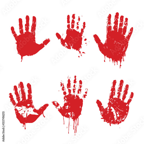 Blood Handprints and Stains of Bloody Finger
