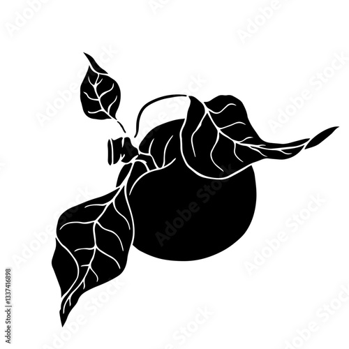 Silhouette,apple fruit stamp.Vector graphics.