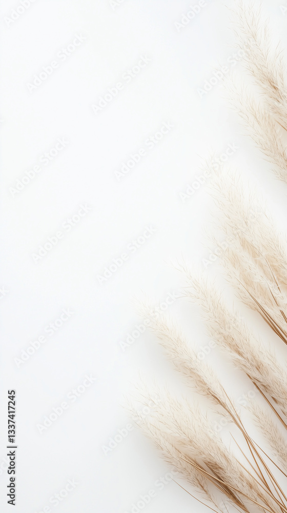 Minimalist composition of dried grass on a soft white background
Minimalist composition of dried grass on a soft white background