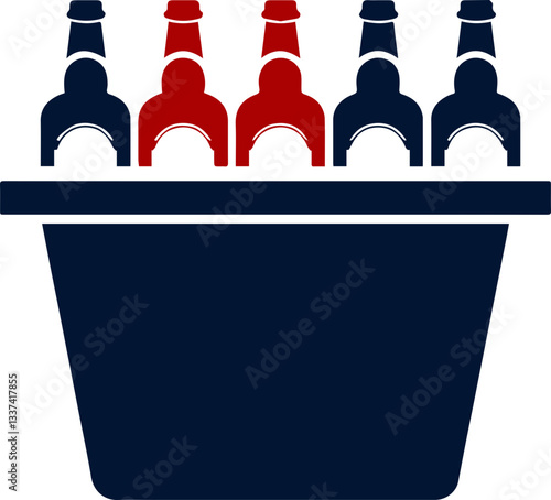 Icebox icon with beer bottles, beverage and party concept
